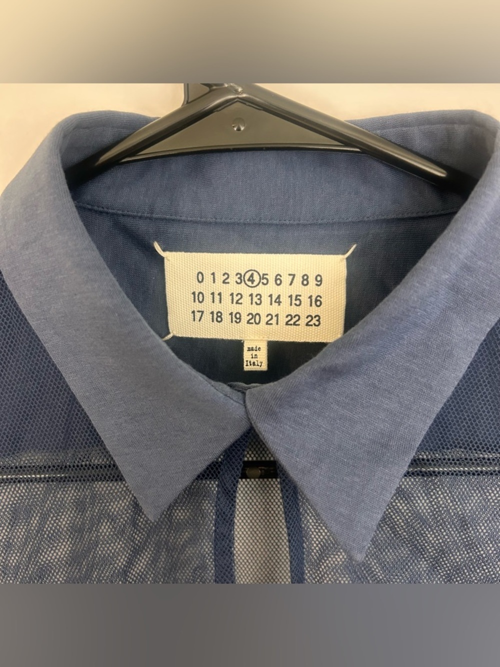 Maison Margiela Sheer Panel Mesh Keyhole Blue Lightweight Polo Top Size 10 - Picture 8 of 16